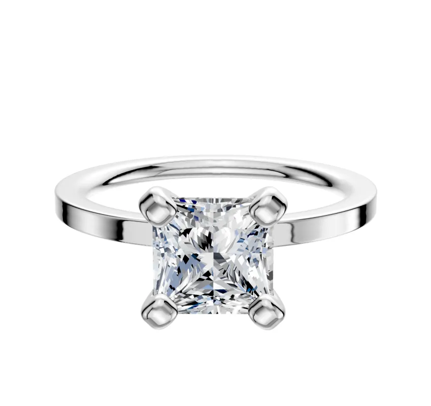 18K White Gold 4 Prong Classic Flat 1.5mm Engagement Ring sold by Promise By Effy
