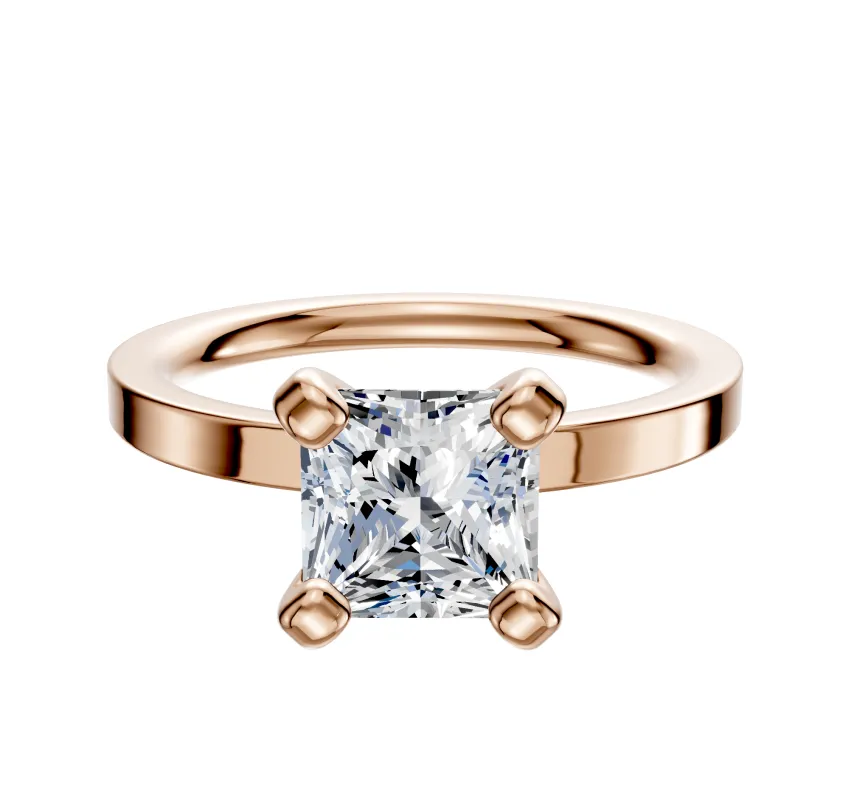 18K Rose Gold 4 Prong Classic Flat 2.0mm Engagement Ring sold by Promise By Effy