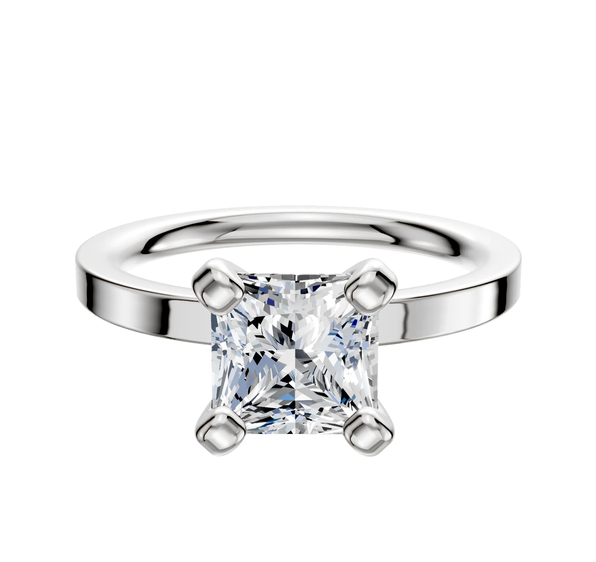 Platinum 4 Prong Classic Flat 2.0mm Engagement Ring sold by Promise By Effy