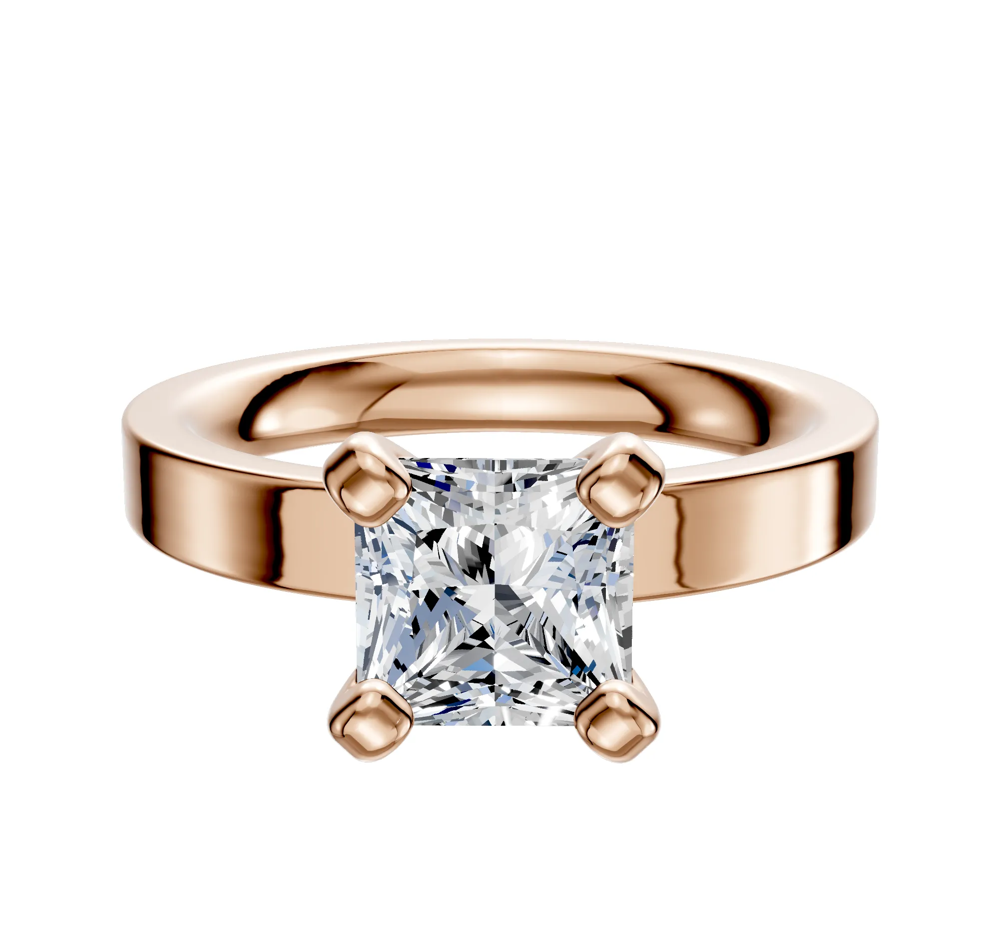 18K Rose Gold 4 Prong Classic Flat 3.0mm Engagement Ring sold by Promise By Effy