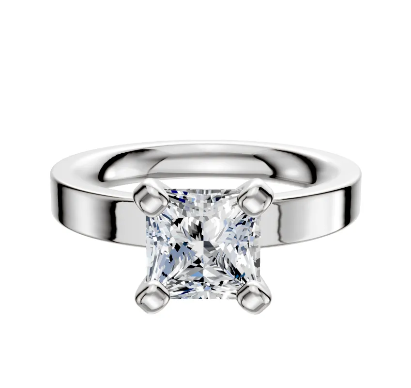 Platinum 4 Prong Classic Flat 3.0mm Engagement Ring sold by Promise By Effy