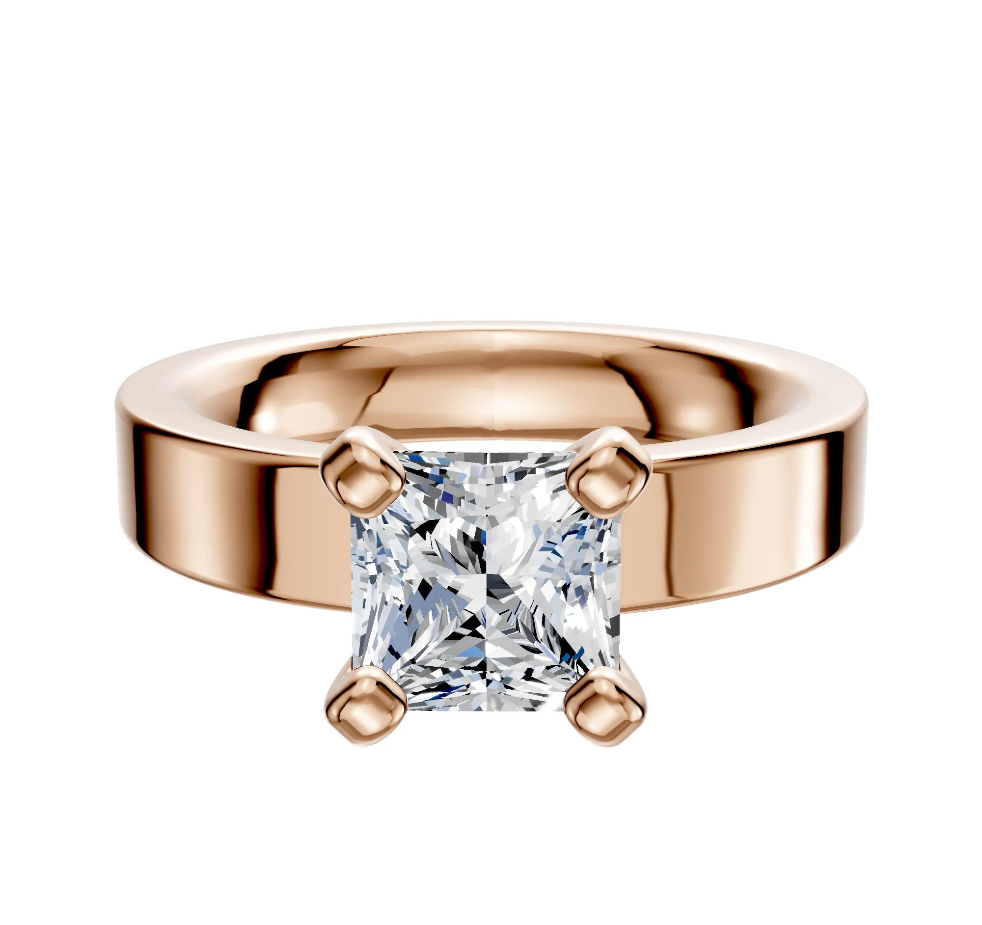 18K Rose Gold 4 Prong Classic Flat 4.0mm Engagement Ring sold by Promise By Effy