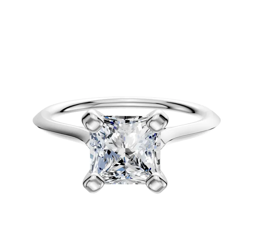 14K White Gold 4 Prong Cathedral Knife Edge 1.5mm Engagement Ring sold by Promise By Effy