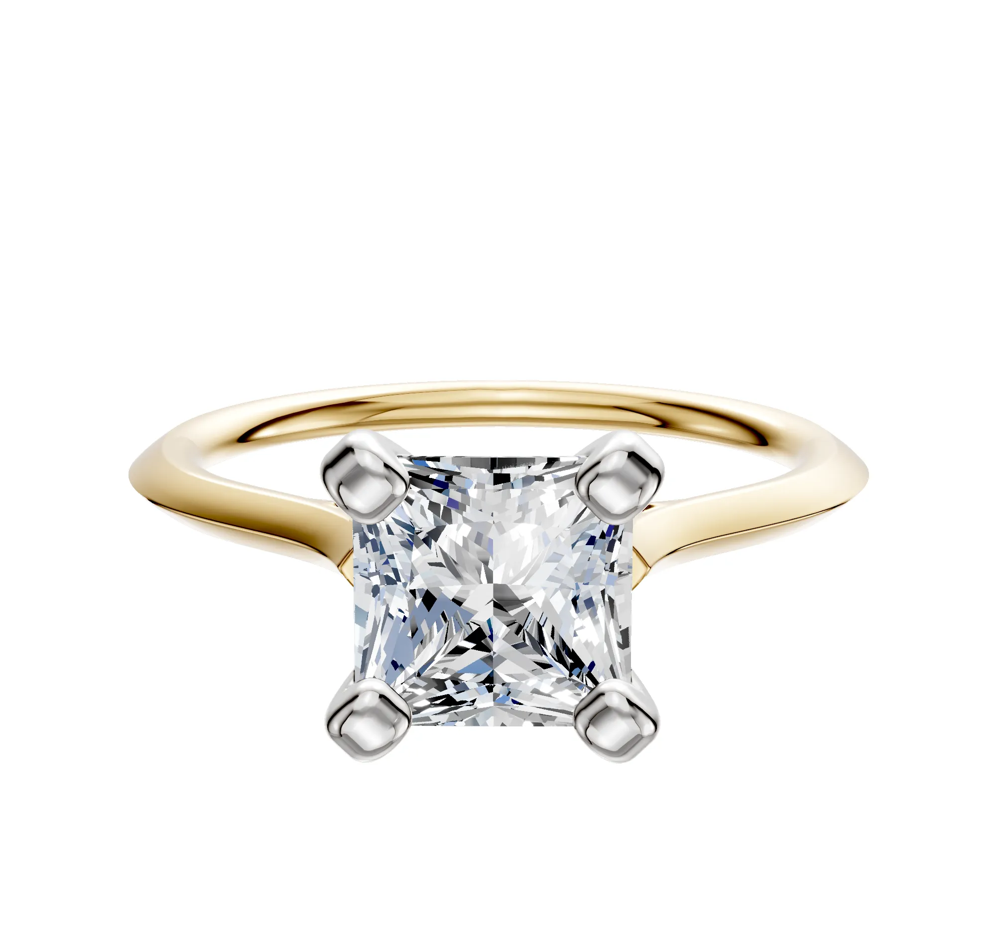 14K Two Tone 4 Prong Cathedral Knife Edge 1.5mm Engagement Ring sold by Promise By Effy