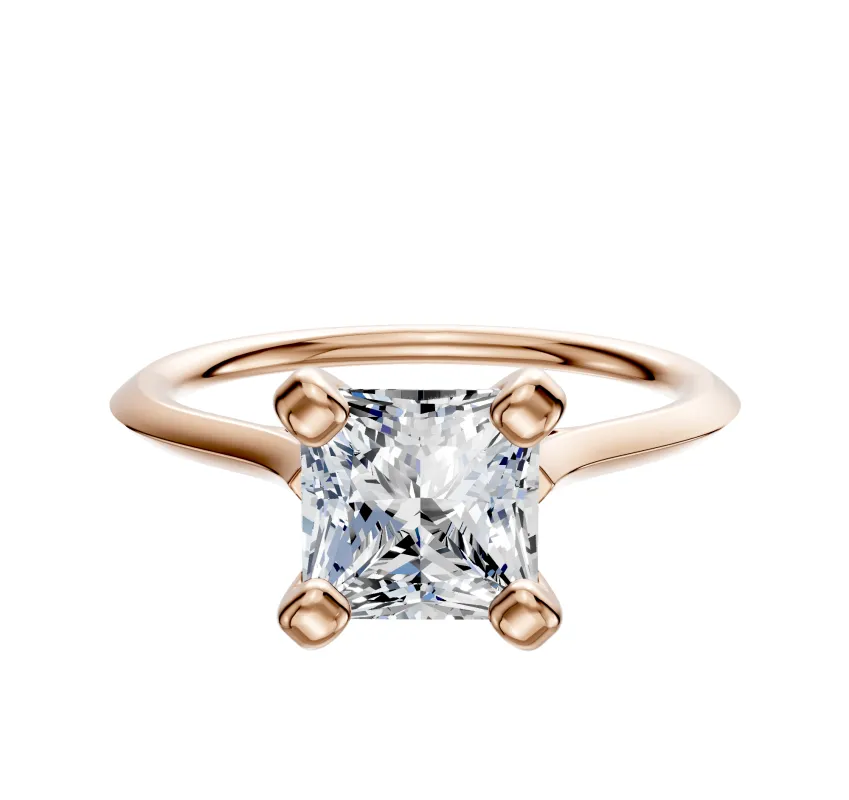 18K Rose Gold 4 Prong Cathedral Knife Edge 1.5mm Engagement Ring sold by Promise By Effy