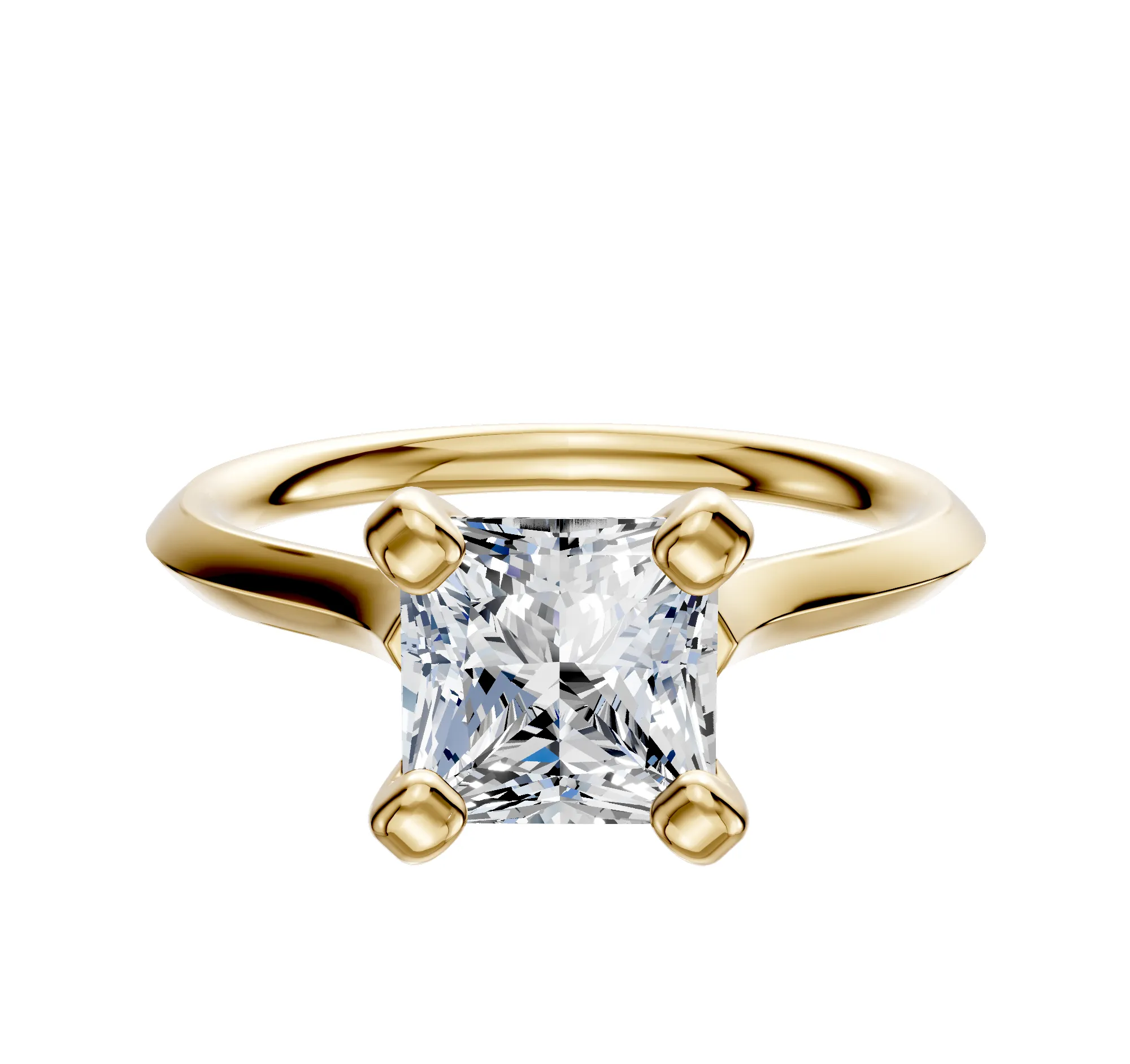 14K Yellow Gold 4 Prong Cathedral Knife Edge 2.0mm Engagement Ring sold by Promise By Effy