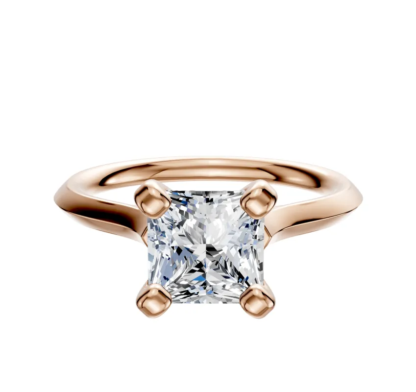 18K Rose Gold 4 Prong Cathedral Knife Edge 2.0mm Engagement Ring sold by Promise By Effy