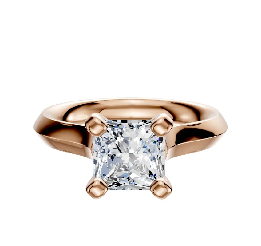 14K Rose Gold 4 Prong Cathedral Knife Edge 3.0mm Engagement Ring sold by Promise By Effy