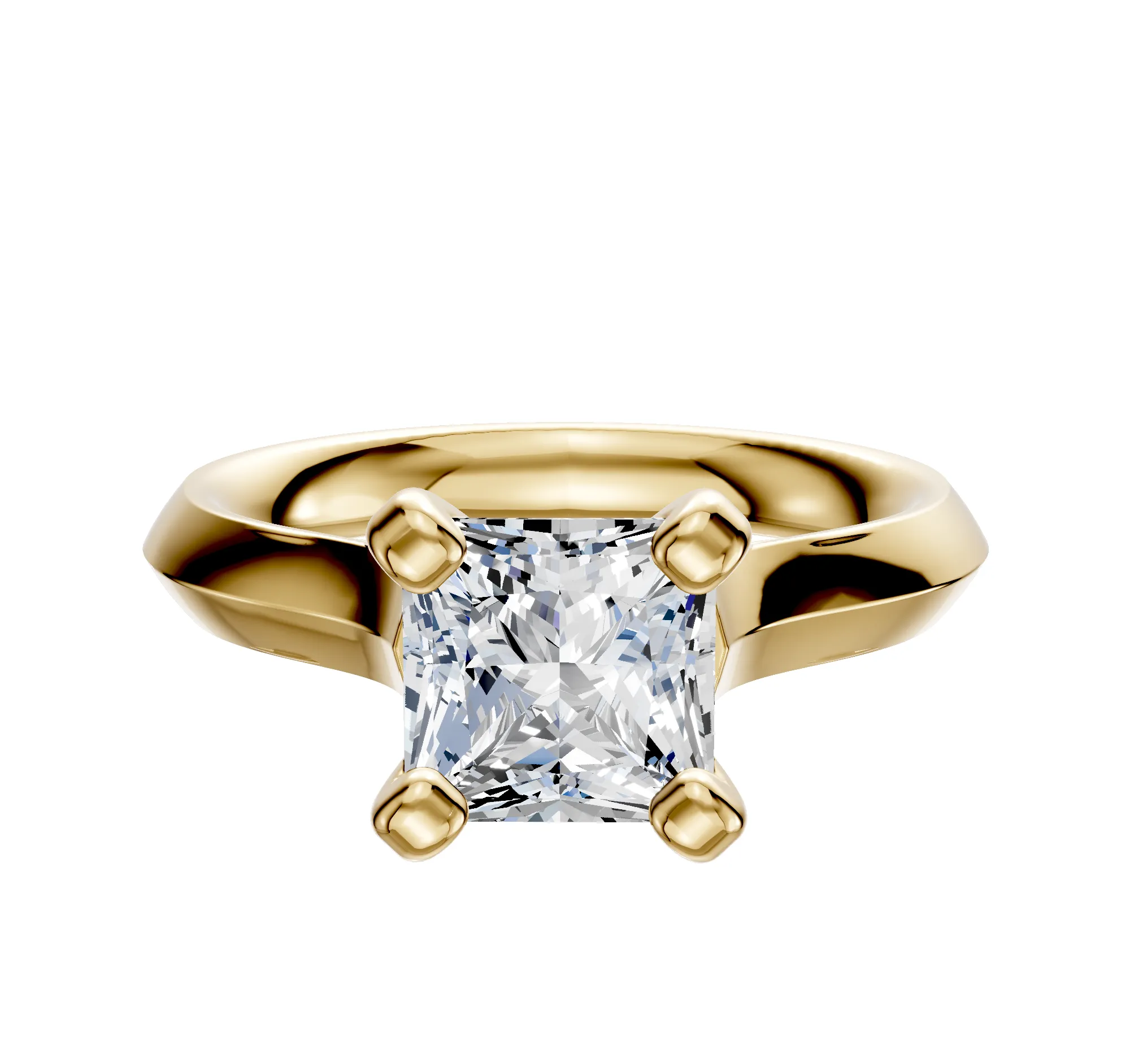 14K Yellow Gold 4 Prong Cathedral Knife Edge 3.0mm Engagement Ring sold by Promise By Effy