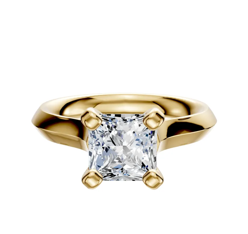 18K Yellow Gold 4 Prong Cathedral Knife Edge 3.0mm Engagement Ring sold by Promise By Effy