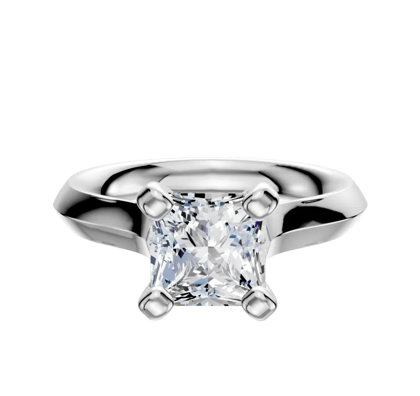 18K White Gold 4 Prong Cathedral Knife Edge 3.0mm Engagement Ring sold by Promise By Effy