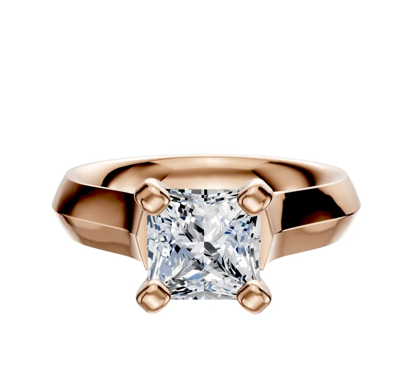 14K Rose Gold 4 Prong Cathedral Knife Edge 4.0mm Engagement Ring sold by Promise By Effy