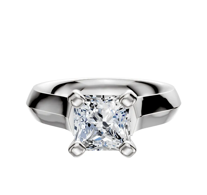 Platinum 4 Prong Cathedral Knife Edge 4.0mm Engagement Ring sold by Promise By Effy