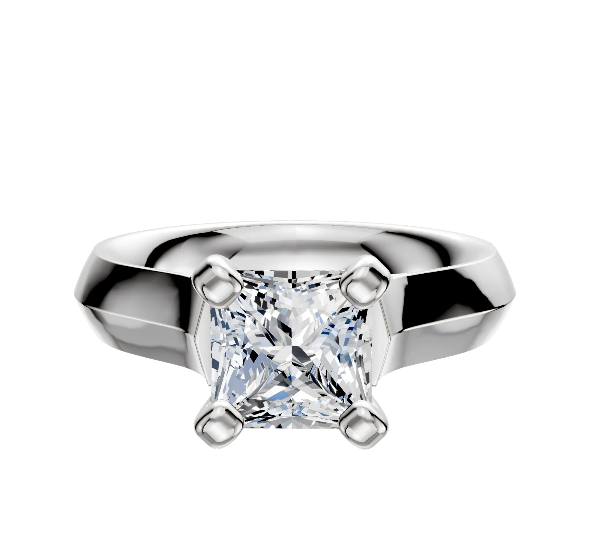 Platinum 4 Prong Cathedral Knife Edge 4.0mm Engagement Ring sold by Promise By Effy