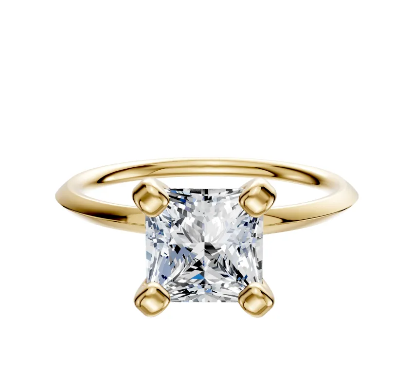 18K Yellow Gold 4 Prong Classic Knife Edge 1.5mm Engagement Ring sold by Promise By Effy