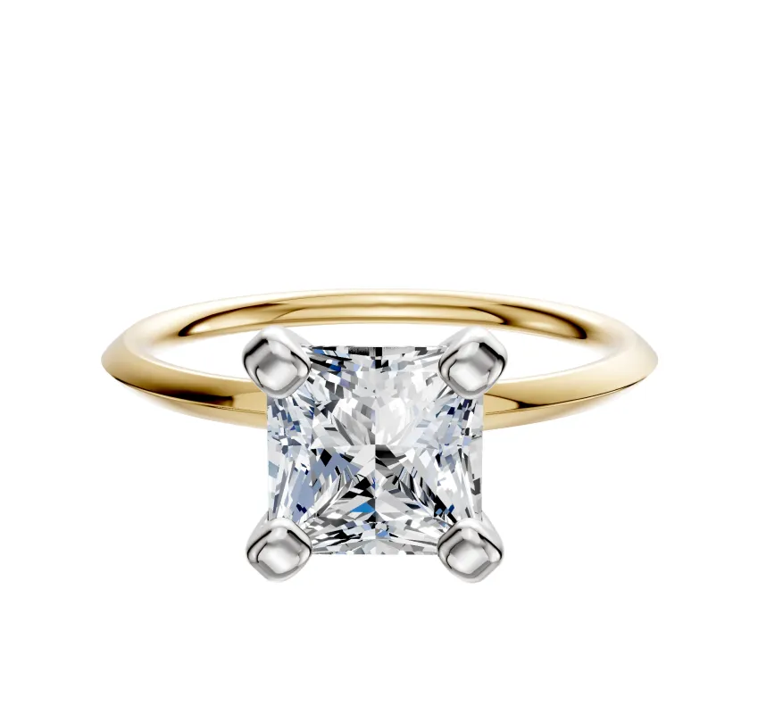 18K Two Tone 4 Prong Classic Knife Edge 1.5mm Engagement Ring sold by Promise By Effy