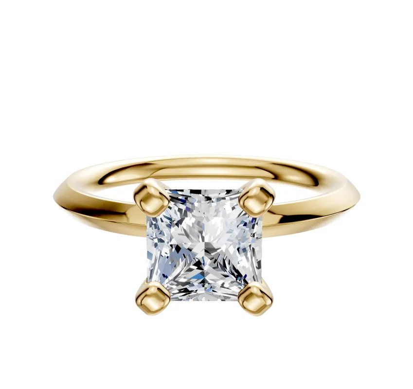 18K Yellow Gold 4 Prong Classic Knife Edge 2.0mm Engagement Ring sold by Promise By Effy