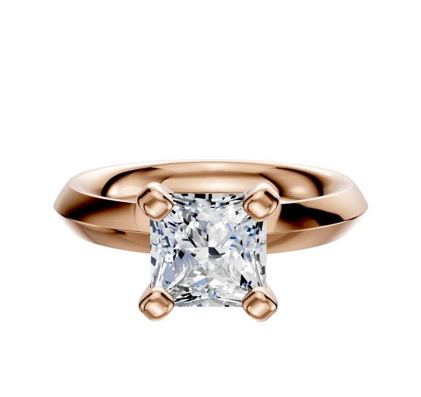 14K Rose Gold 4 Prong Classic Knife Edge 3.0mm Engagement Ring sold by Promise By Effy