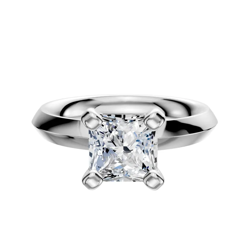 18K White Gold 4 Prong Classic Knife Edge 3.0mm Engagement Ring sold by Promise By Effy