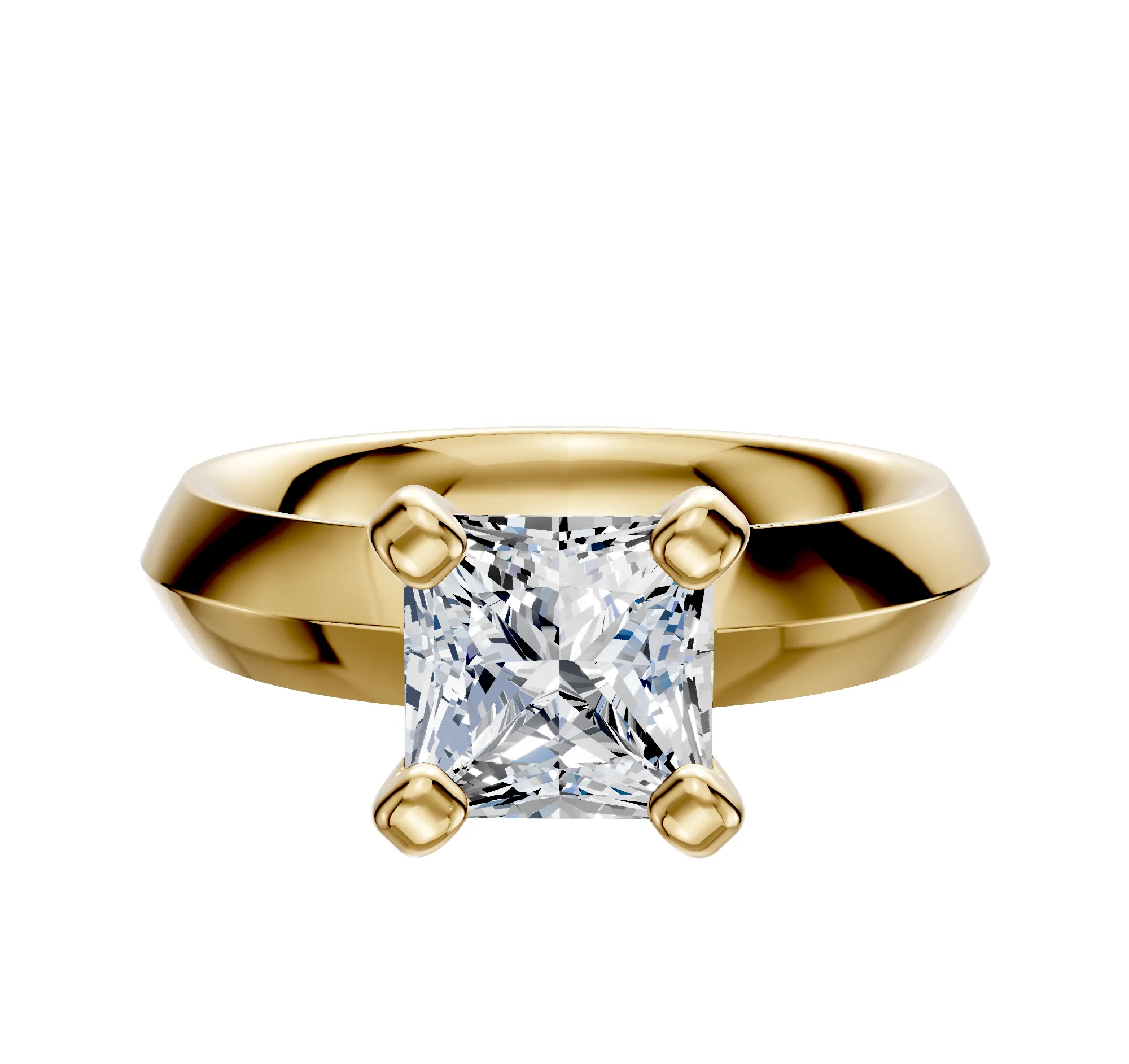 14K Yellow Gold 4 Prong Classic Knife Edge 4.0mm Engagement Ring sold by Promise By Effy