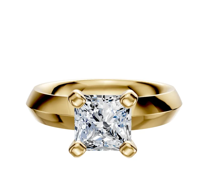 18K Yellow Gold 4 Prong Classic Knife Edge 4.0mm Engagement Ring sold by Promise By Effy