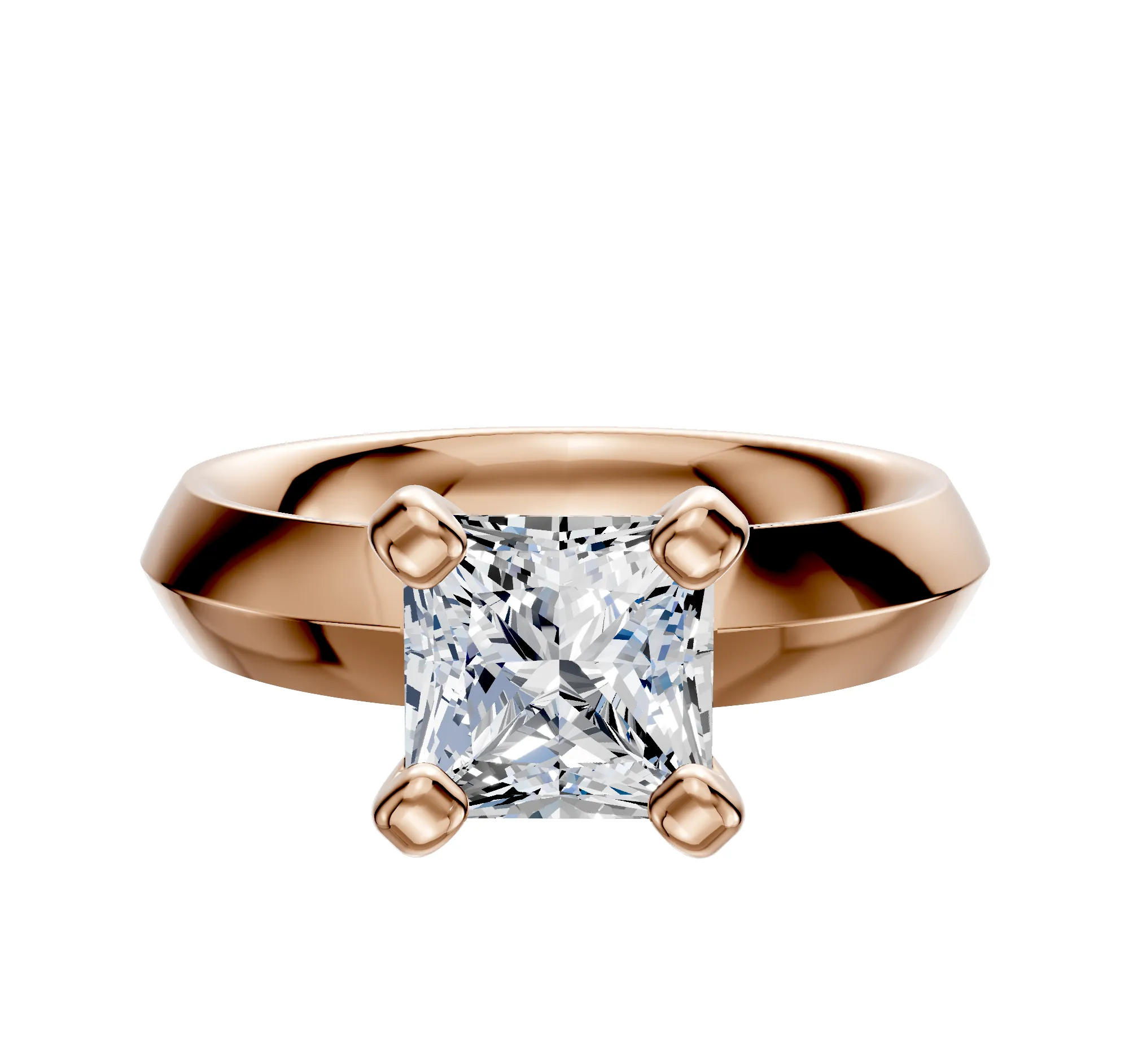 18K Rose Gold 4 Prong Classic Knife Edge 4.0mm Engagement Ring sold by Promise By Effy