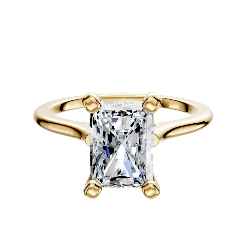 14K Yellow Gold 4 Prong Cathedral Dome 1.5mm Engagement Ring sold by Promise By Effy