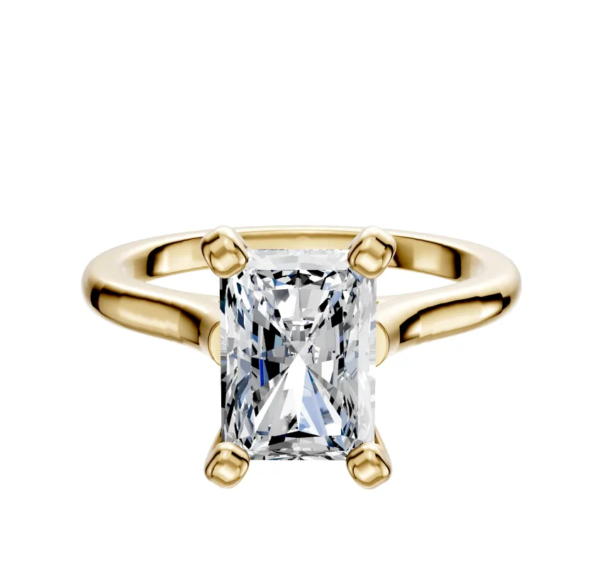 14K Yellow Gold 4 Prong Cathedral Dome 2.0mm Engagement Ring sold by Promise By Effy