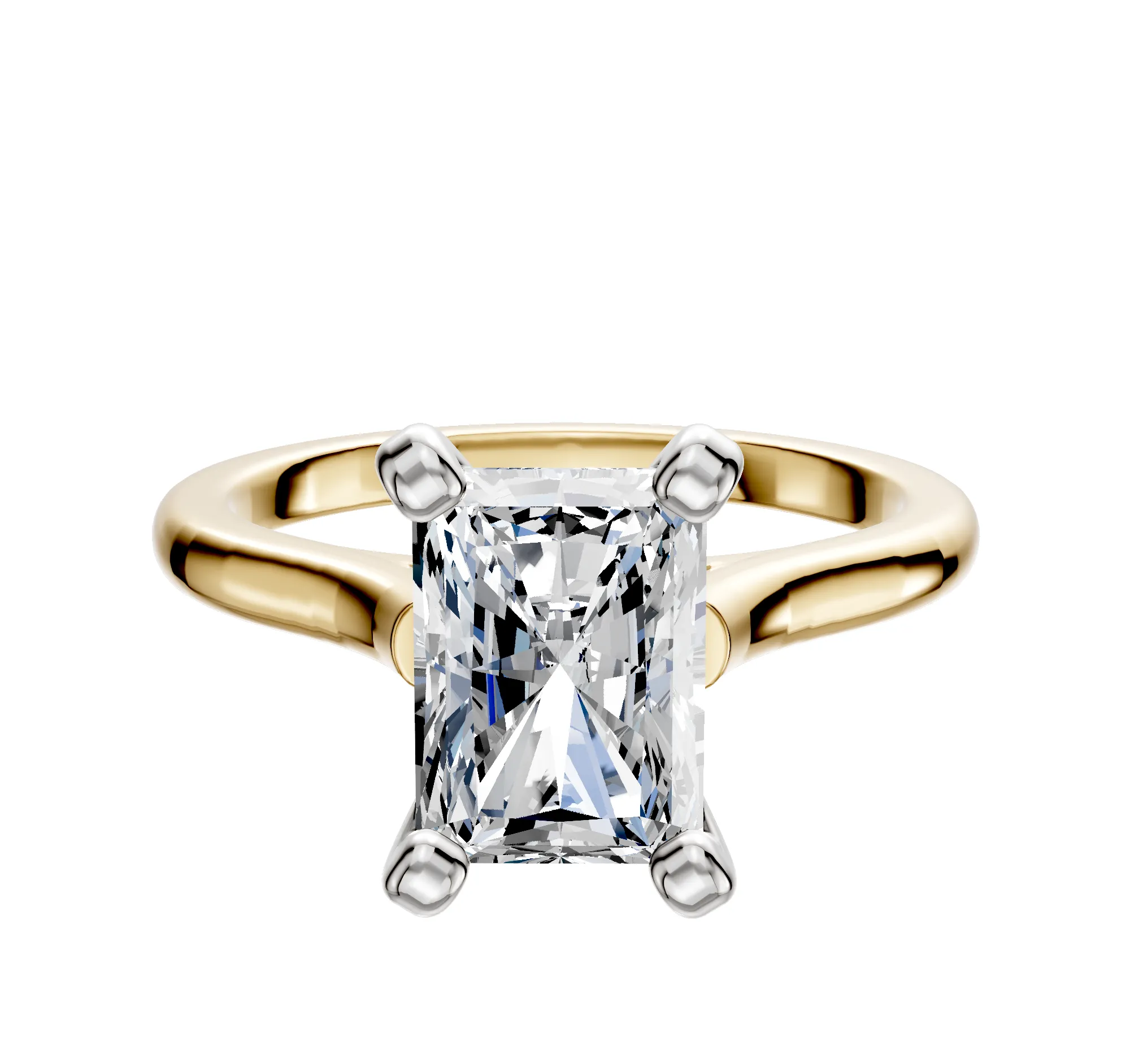 14K Two Tone 4 Prong Cathedral Dome 2.0mm Engagement Ring sold by Promise By Effy