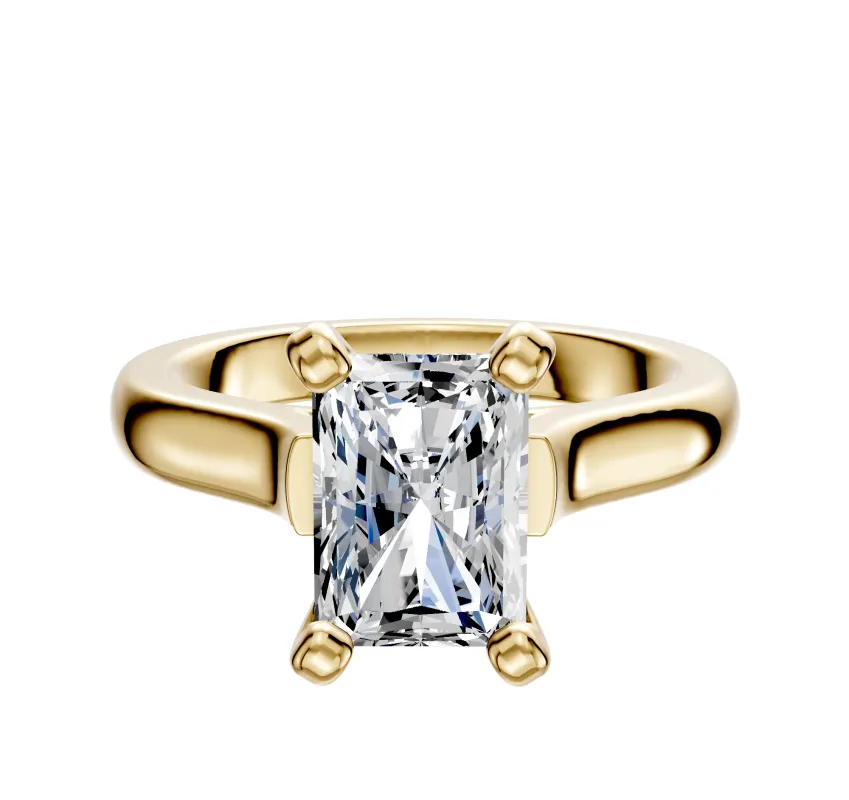 18K Yellow Gold 4 Prong Cathedral Dome 3.0mm Engagement Ring sold by Promise By Effy