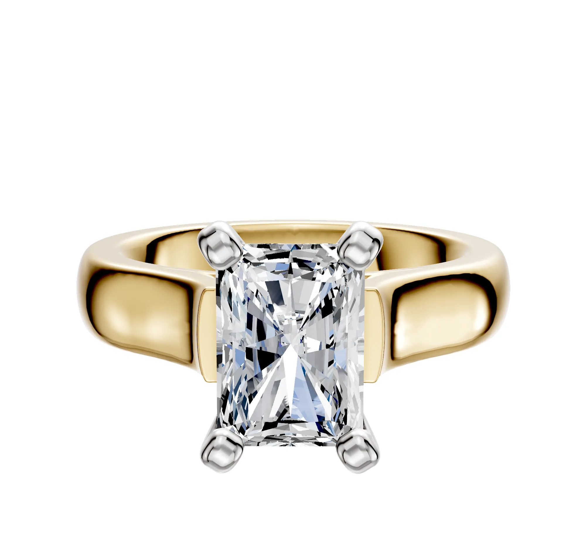 14K Two Tone 4 Prong Cathedral Dome 4.0mm Engagement Ring sold by Promise By Effy