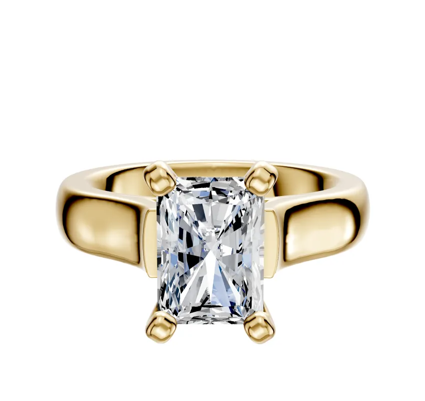 14K Yellow Gold 4 Prong Cathedral Dome 4.0mm Engagement Ring sold by Promise By Effy