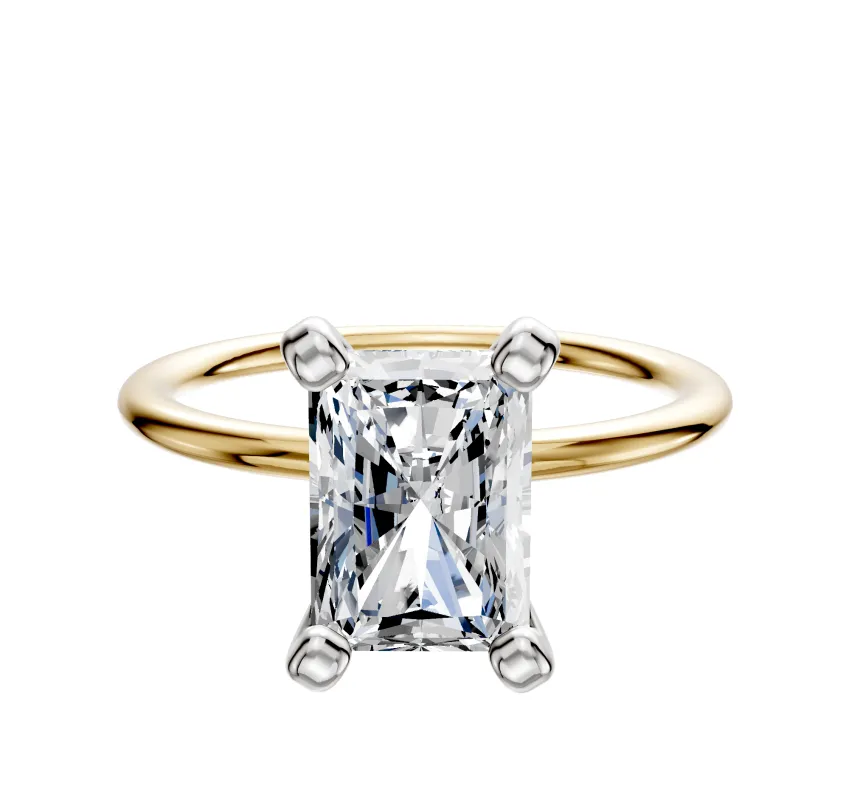 14K Two Tone 4 Prong Classic Dome 1.5mm Engagement Ring sold by Promise By Effy