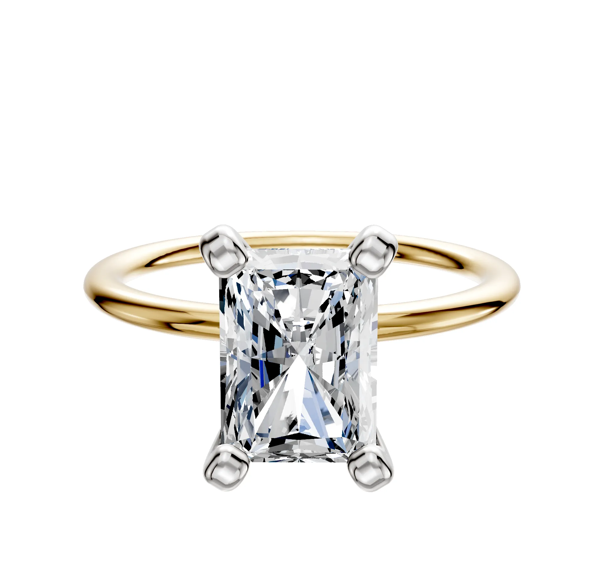 18K Two Tone 4 Prong Classic Dome 1.5mm Engagement Ring sold by Promise By Effy