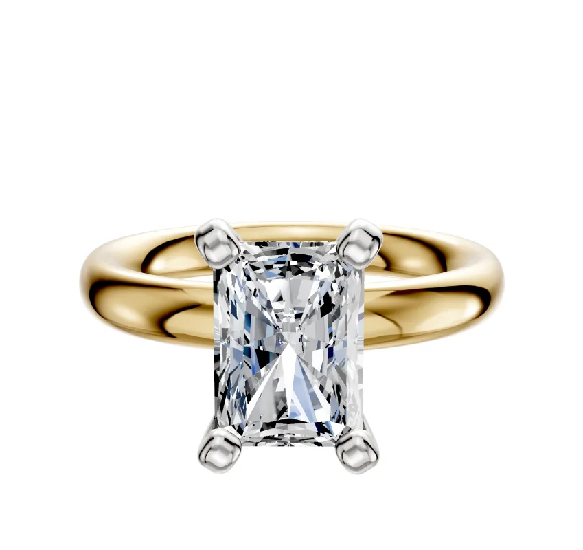 18K Two Tone 4 Prong Classic Dome 3.0mm Engagement Ring sold by Promise By Effy