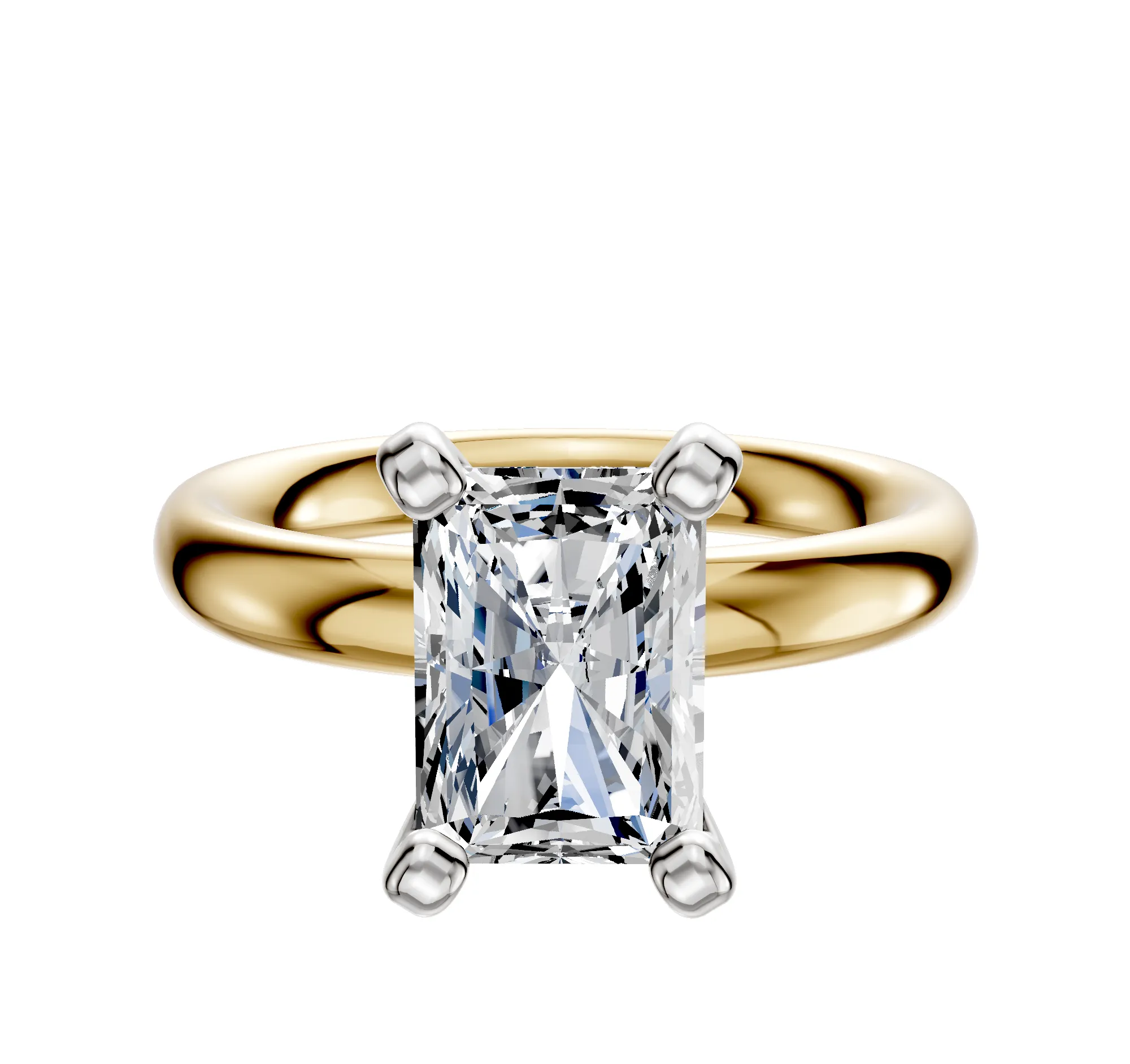 18K Two Tone 4 Prong Classic Dome 3.0mm Engagement Ring sold by Promise By Effy