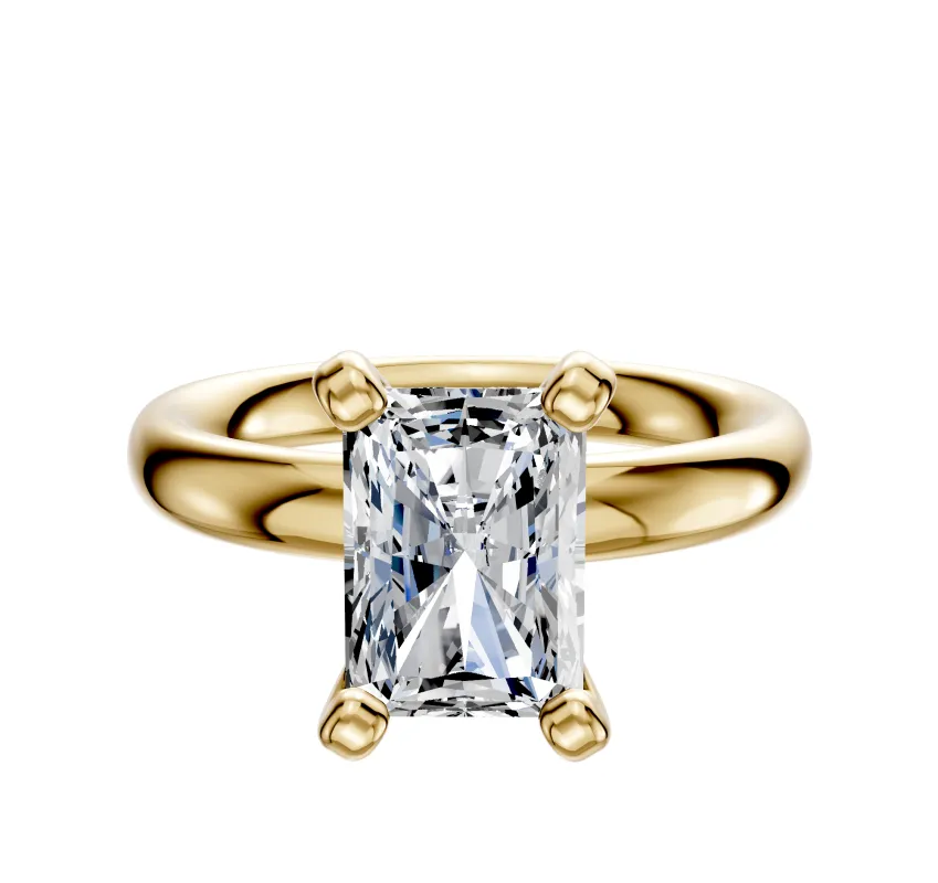 18K Yellow Gold 4 Prong Classic Dome 3.0mm Engagement Ring sold by Promise By Effy