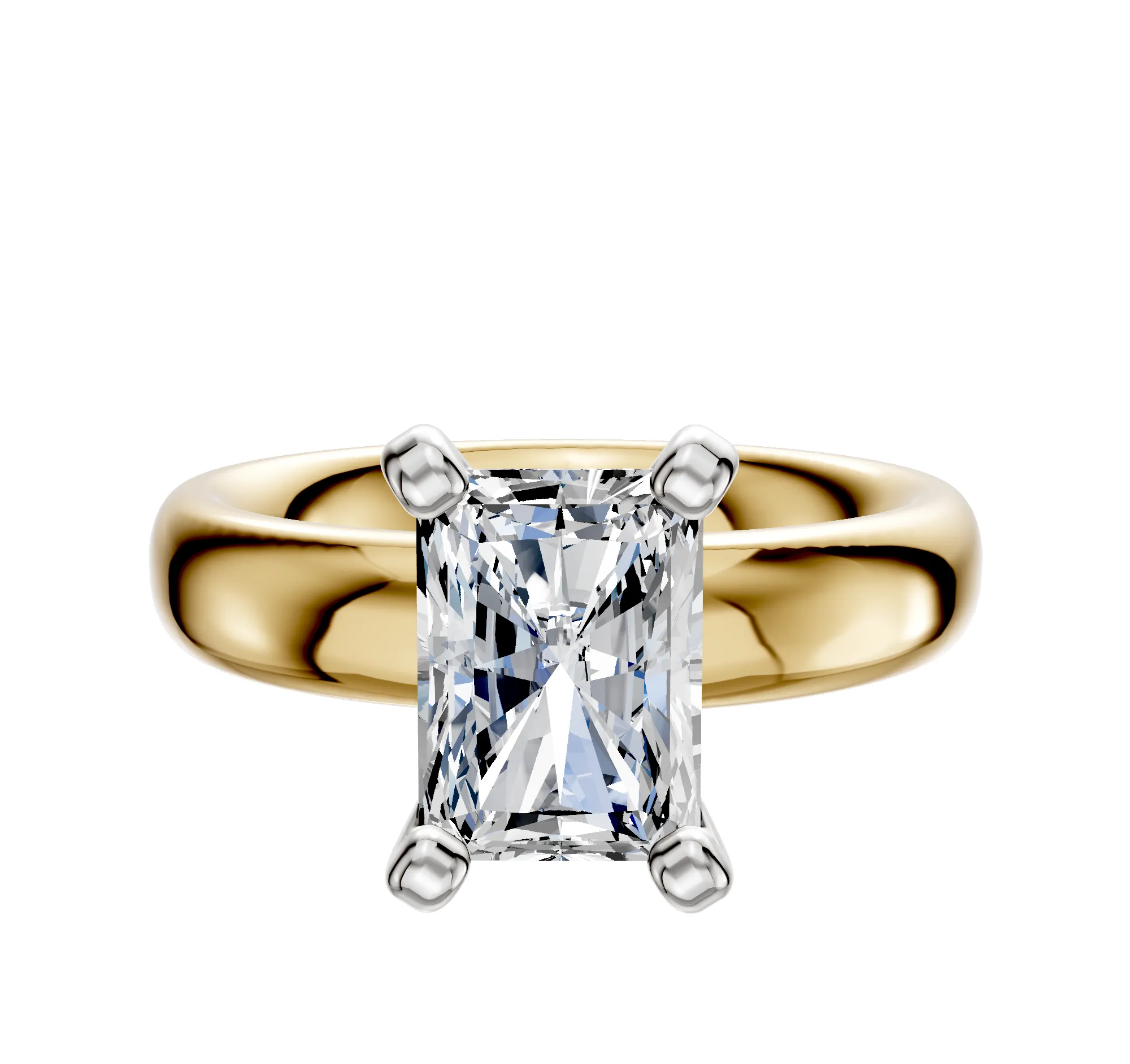 14K Two Tone 4 Prong Classic Dome 4.0mm Engagement Ring sold by Promise By Effy