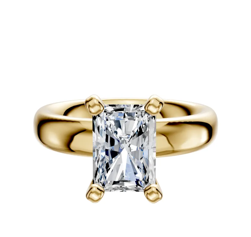 18K Yellow Gold 4 Prong Classic Dome 4.0mm Engagement Ring sold by Promise By Effy
