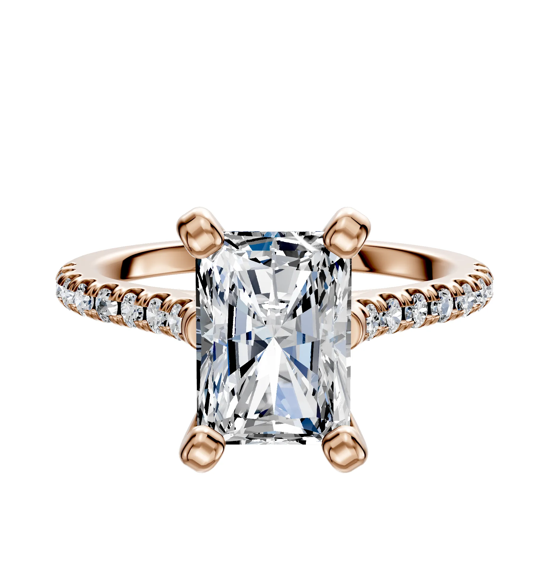 14K Rose Gold 4 Prong Cathedral Dome 1-Row-Pave 2.5mm Engagement Ring sold by Promise By Effy