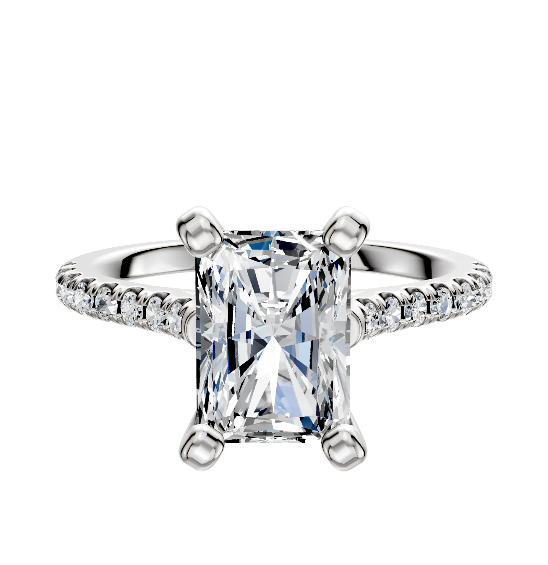 Platinum 4 Prong Cathedral Dome 1-Row-Pave 2.5mm Engagement Ring sold by Promise By Effy