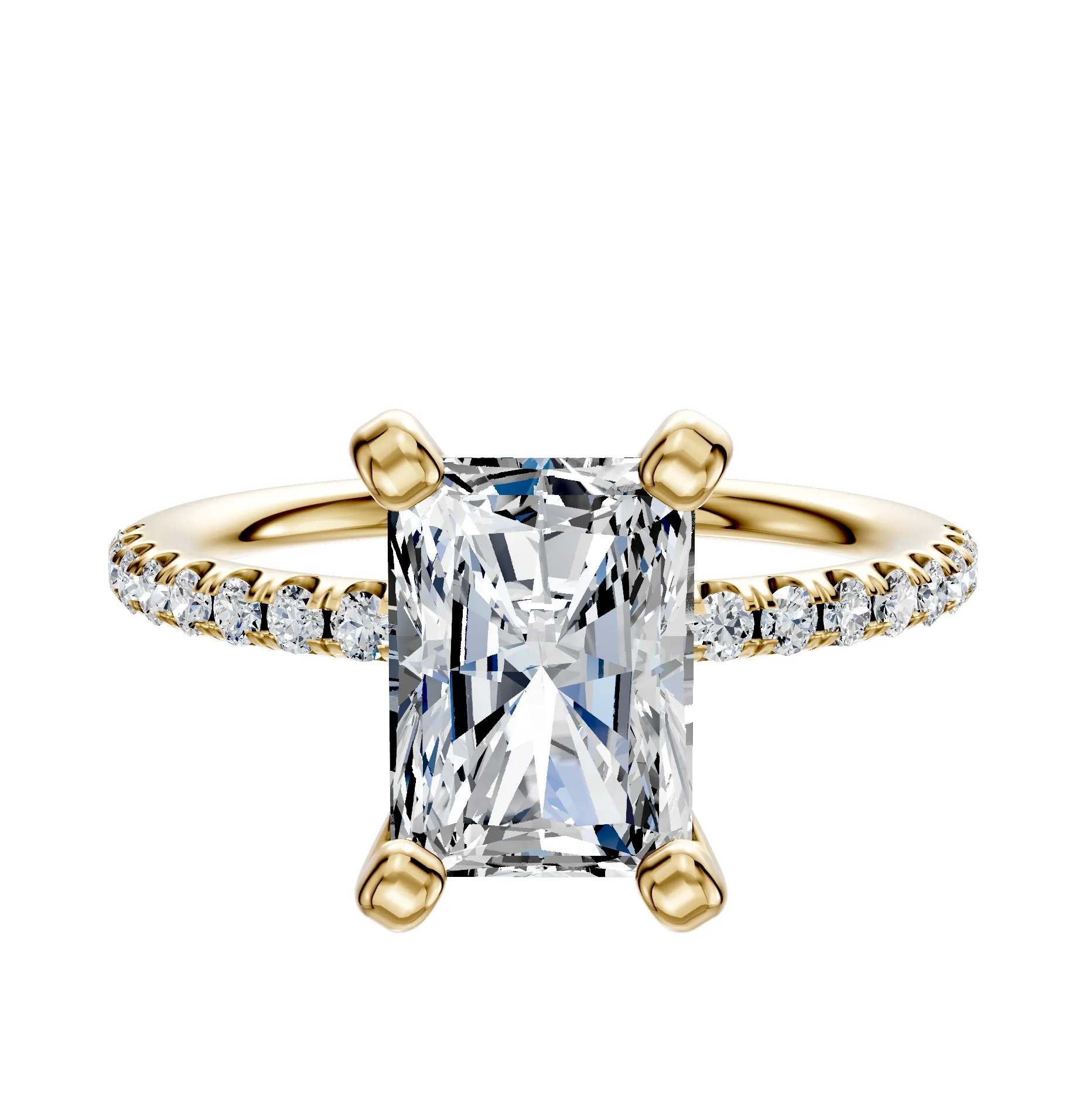 18K Yellow Gold 4 Prong Classic Dome 1-Row-Pave 2.5mm Engagement Ring sold by Promise By Effy