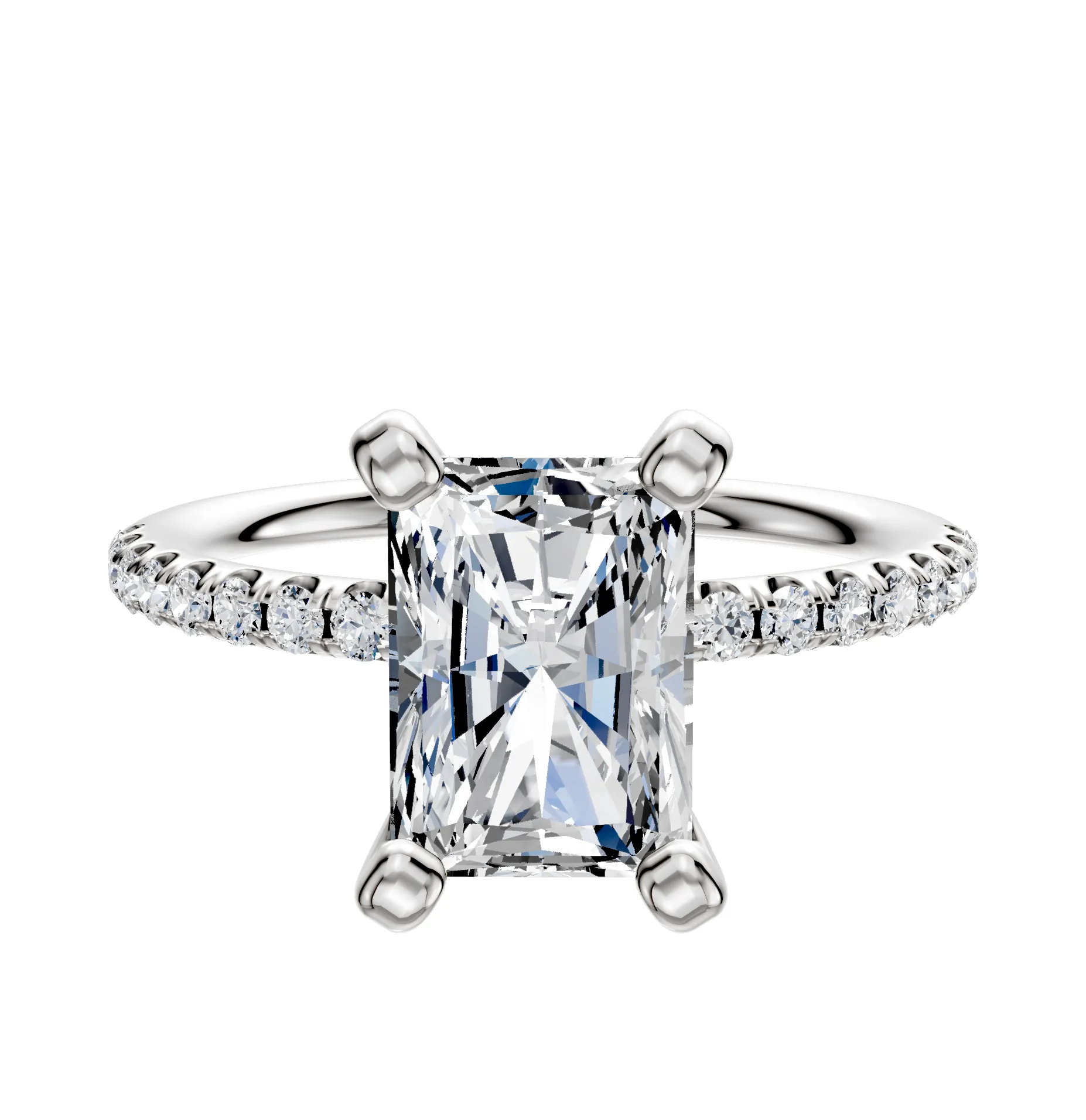 18K White Gold 4 Prong Classic Dome 1-Row-Pave 2.5mm Engagement Ring sold by Promise By Effy