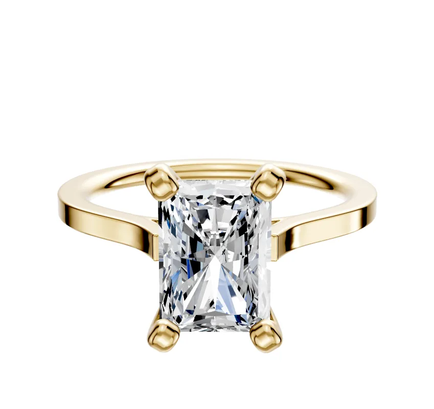 18K Yellow Gold 4 Prong Cathedral Flat 1.5mm Engagement Ring sold by Promise By Effy
