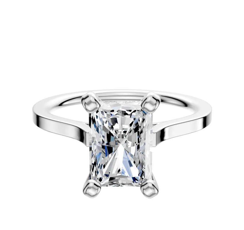 18K White Gold 4 Prong Cathedral Flat 1.5mm Engagement Ring sold by Promise By Effy