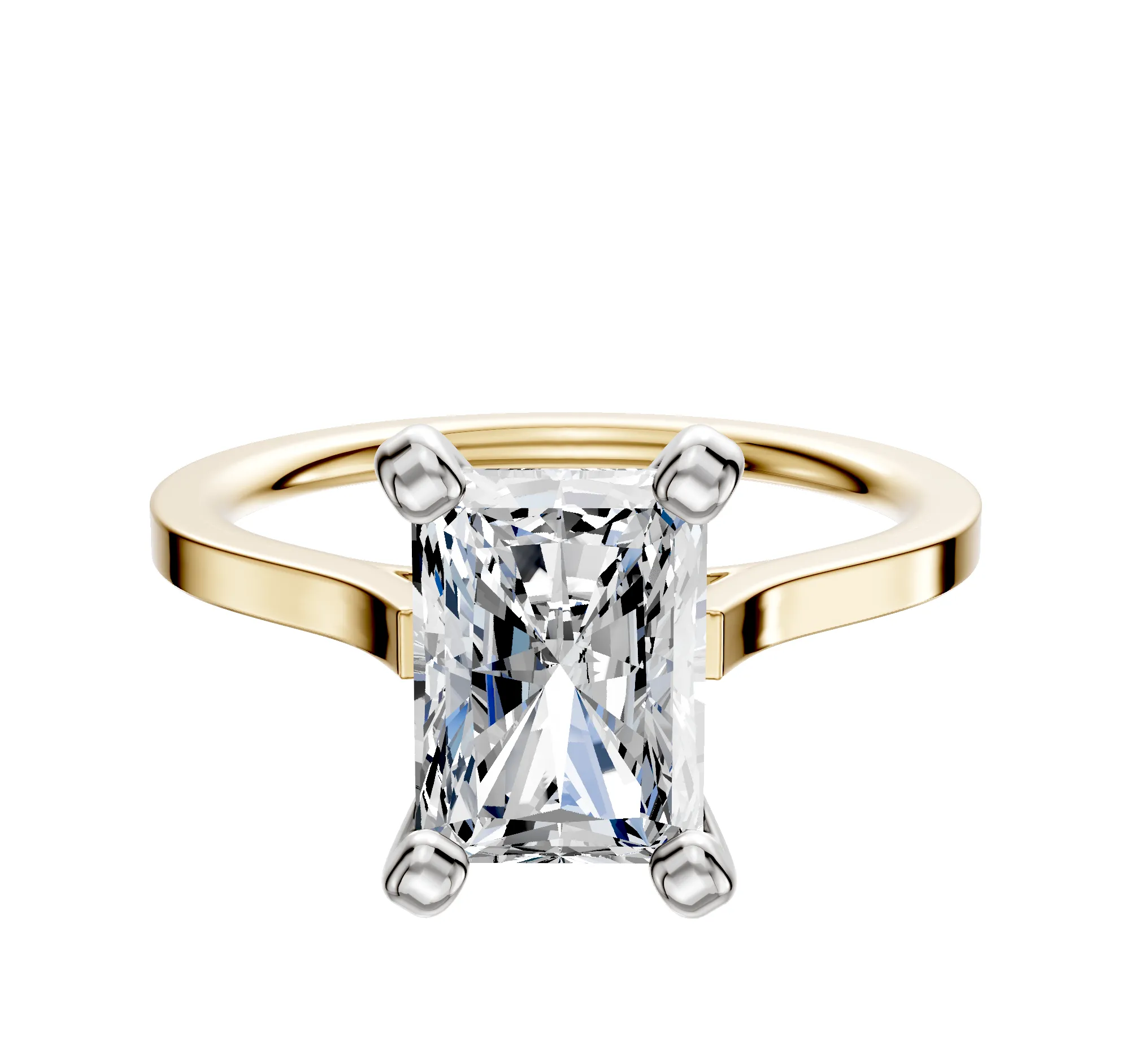 18K Two Tone 4 Prong Cathedral Flat 1.5mm Engagement Ring sold by Promise By Effy