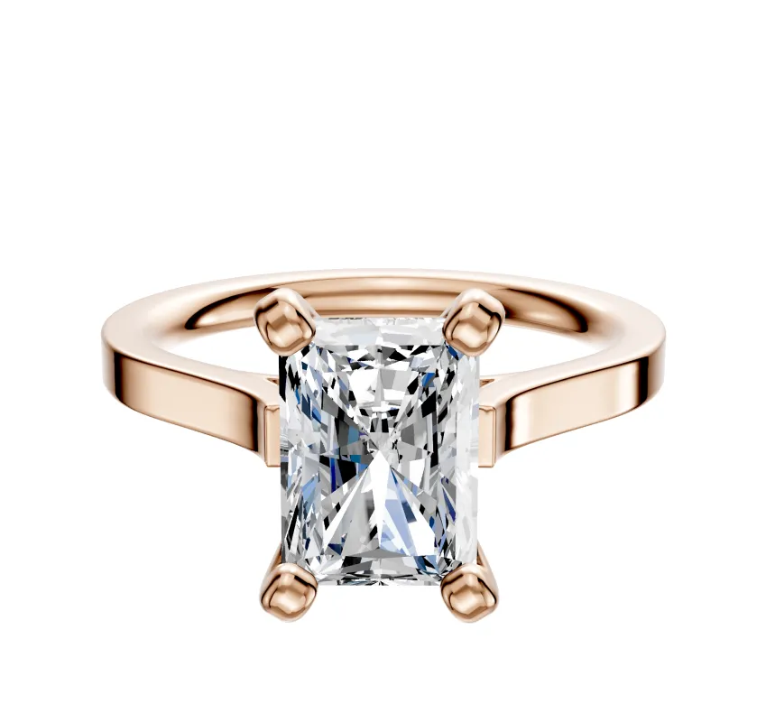 14K Rose Gold 4 Prong Cathedral Flat 2.0mm Engagement Ring sold by Promise By Effy