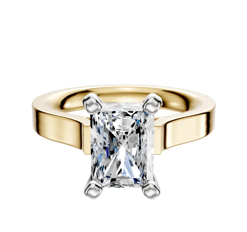 14K Two Tone 4 Prong Cathedral Flat 3.0mm Engagement Ring sold by Promise By Effy