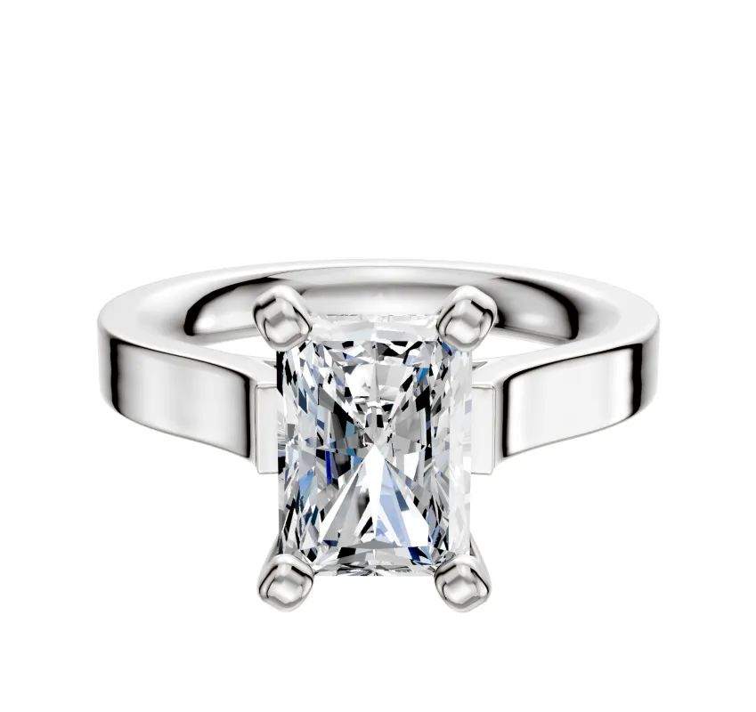 18K White Gold 4 Prong Cathedral Flat 3.0mm Engagement Ring sold by Promise By Effy