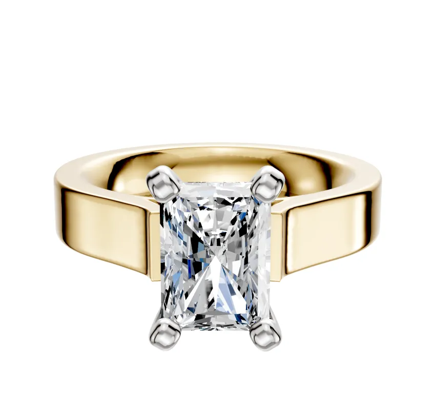 14K Two Tone 4 Prong Cathedral Flat 4.0mm Engagement Ring sold by Promise By Effy